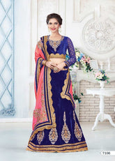 Velvet Wedding Wear Lehnega Choli